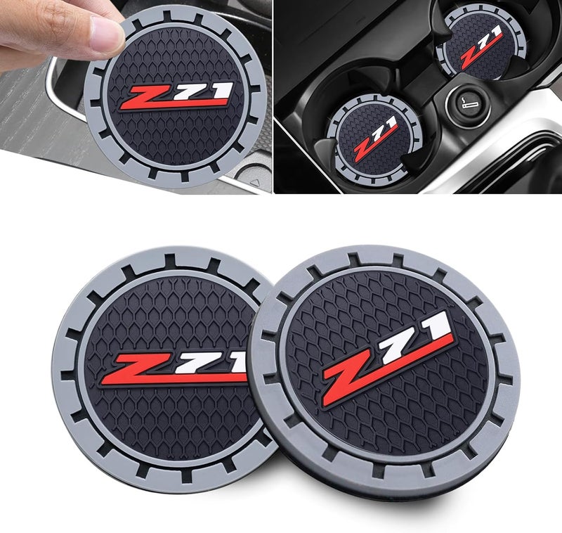 XIGRALUCK Car Cup Coaster for Chevy Z71 Recessed Silicone Cup Holder Coaster Interior Accessories 2.75in 2Pieces - Image 1